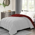 thumbnail image 3 of BedDecor 300 GSM 1Pcs Reversible Solid (Blood Red-White, Twin/Twin Xl) 100% Egyptian Cotton Base Down Alternative Comforter, 3 of 8