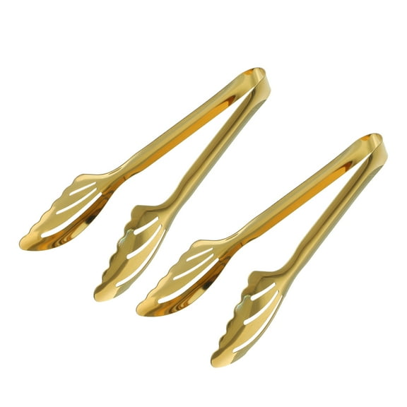 Raindrops Stainless Steel Salad Tongs Set of 2 for Serving, Kitchen Utensils, Golden Finish