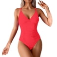 thumbnail image 1 of BKQCNKM One Piece Swimsuit Women, Ruched Swimsuits for Women, Tummy Control Swimsuits for Women, Full Coverage Swimsuits for Women, Slimming Swimsuits for Women, Watermelon Red XL, 1 of 9