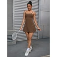 thumbnail image 5 of Unique Bargains Women's Tennis Dress with Built-in Bra Side Slit Slips Dresses L Brown, 5 of 6
