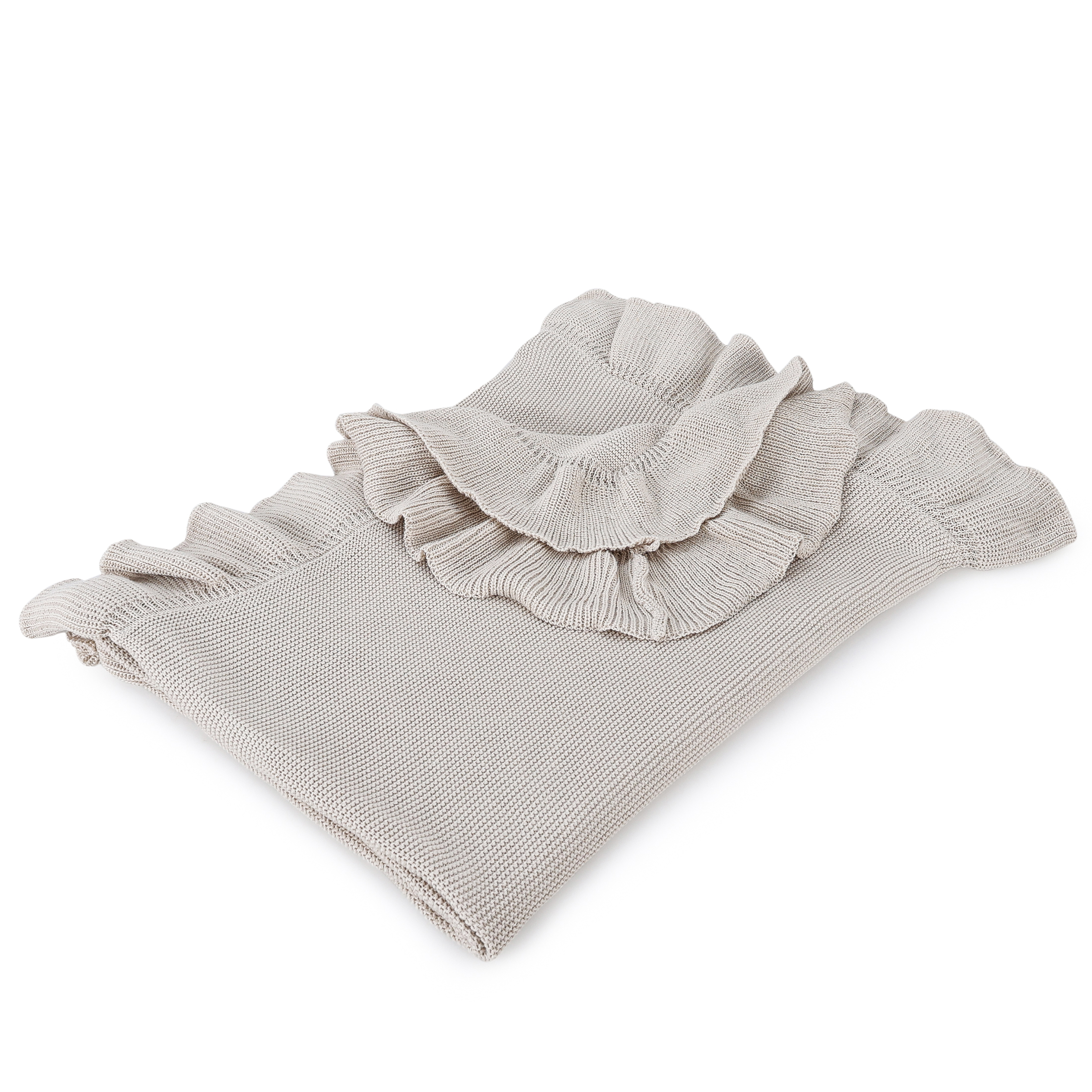 The Pioneer Woman Ruffle Knit Oversized Throw Blanket, Beige, 50 x 72 in