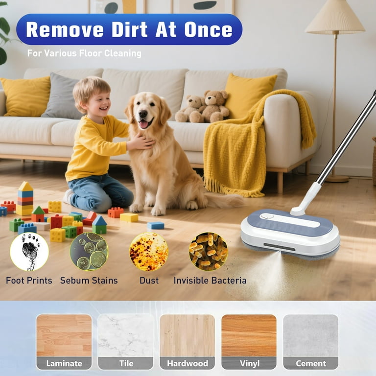 Cordless Electric Spin Mop with LED Light photo 5