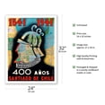 thumbnail image 2 of 1541 to 1941 - 400 Años Santiago de Chile (400 Year Anniversary of Santiago Chile) - Conquistador - Vintage Travel Poster by O.O. Valle c.1941 - Fine Art Matte Paper Print (Unframed) 24x32in, 2 of 4