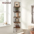 thumbnail image 1 of VASAGLE Estantería de Pared de Esquina con 5 Estantes, Librería de Esquina, para Cocina, Estudio, Dormitorio, Sala de Estar, Baño, Fácil de Montar,Marrón Rústico y Negro, 1 of 6