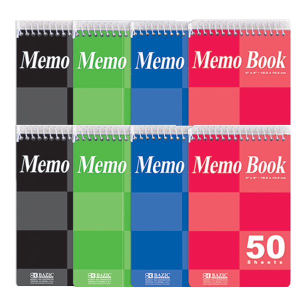 BAZIC Small Notebook Memo Size Pad, 4"x6" Spiral Top Bound, 50 Sheets