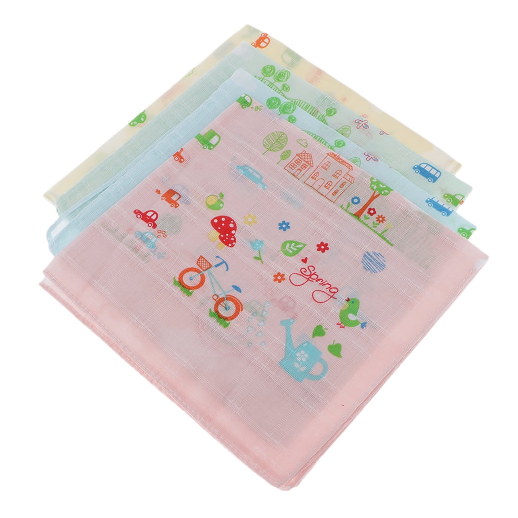 4Pcs Cartoon Printed Handkerchief Hanky Cartoon Square for Baby - 4Pcs Cartoon Printed Handkerchief Hanky Cartoon Square for Baby -