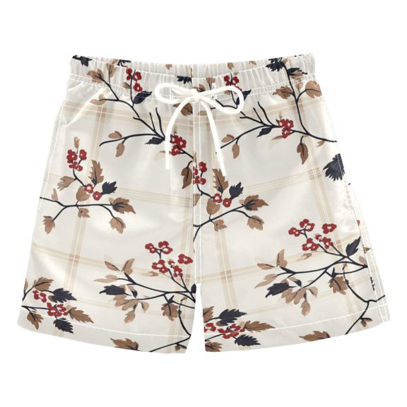 FORMRS Boys Swim Trunks Quick Dry Mesh Liner Boardshorts Sizes XS-XL, Floral Plaid