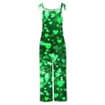 thumbnail image 4 of QATAINLAV Wide Leg Linen Jumpsuits for Women St Patricks Day Outfits Funny Graphic Spaghetti Strap Rompers One Piece Pants with Pockets Green XXXL Spring Savings, 4 of 6