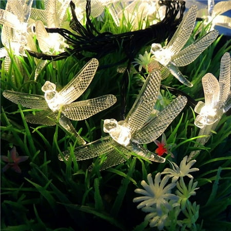 Chirstmas Solar LED lights 6m 30 LED Lights Dragonfly Fairy String Lights for Outdoor Indoor Home Garden Christmas Tree Decor (Cold White)