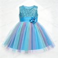 thumbnail image 6 of Toddler Girls Sparkly Sequin Rainbow Tulle Dress Soft Cotton Lining Flower Waist Princess Gown for Special Occasion Photoshoot Halloween, 6 of 7
