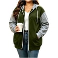 thumbnail image 3 of Jsaierl Women's Plus Size Zip Up Hoodies Fall Color Block Hooded Sweatshirt Lightweight Fashion Coat Cotton Jogging Long Sleeve Jackets, 3 of 7