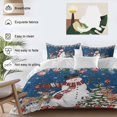 thumbnail image 3 of Christmas Snowman Duvet Cover Set Queen Size, Pine Tree Leaf Deer Xmas Balls Navy Blue 4 Piece Soft Microfiber Bedding Set with 1 Duvet Cover, 1 Flat Sheet, 2 Pillowcases, 3 of 9