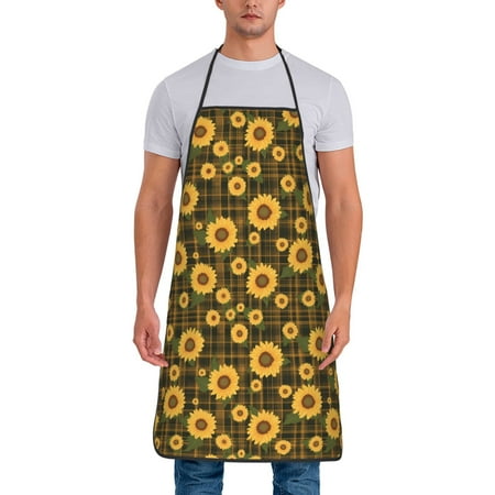

Junzan Vintage Plaid Sunflower Print Kitchen Cooking Aprons Chef Apron for Men and Women Professional for Cooking Bib Aprons for Kitchen/Crafting/BBQ/Drawing