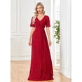 thumbnail image 3 of Wedding Dress Wedding Guest Dresses for Women Evening Dress Women's Clothing Medium-Sleeved Wine Red Dress Party Long Skirt, 3 of 7