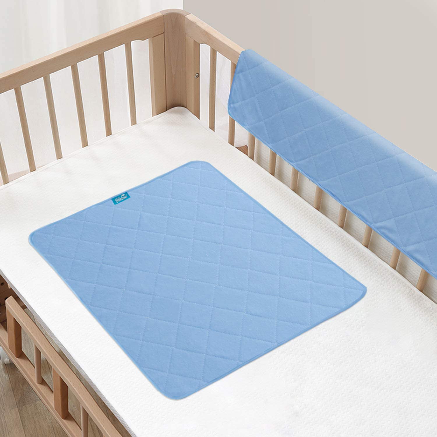 Waterproof Sheet and Mattress Protector 24 X 36,Non-Slip & Durable Wateproof Pad Mat for Baby Pack n Play/Crib/Mini Crib,Reusable Waterproof Bed Underpads for Baby，Adults Kids,Blue