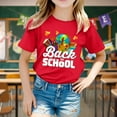 thumbnail image 2 of Gaexia School Clothes Girls Short Sleeve T Shirt Summer Soft Comfortable Back To Kids Tops Cute Patterned Tees (Red,8-9 Years), 2 of 5