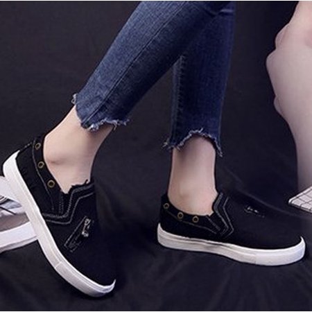 

HIBRO Women Fashion Trend Denim Car Stitch Casual Shoes Soft Sole Large Size Sneakers