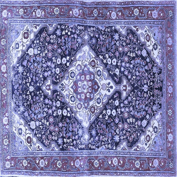 Ahgly Company Indoor Square Medallion Blue Traditional Area Rugs, 4' Square
