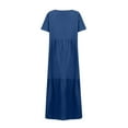 thumbnail image 4 of TrdSipl Womens Plus Size Maxi Summer Dresses Flowy Swing Tiered Dress Casual Dressy Loose Vneck Short Sleeve Dresses Blue 4XL, 4 of 7
