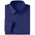 thumbnail image 4 of Zylanna Men's Formal Dress Shirts, Solid Long Sleeve Button Business Turn Down Collar Shirts Navy Size XL, 4 of 5