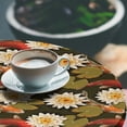 thumbnail image 2 of Ambesonne East Fitted Round Tablecloth, Japan Inspired Lotus Koi, 56"- 60" Diameter, Burnt Sienna Orange, 2 of 5
