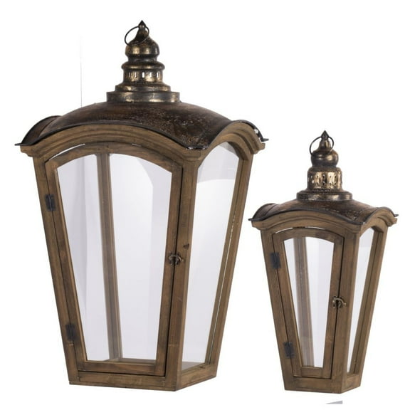 Set of 2 Brown and Bronze Antique Style Coach House Lanterns 29.75"