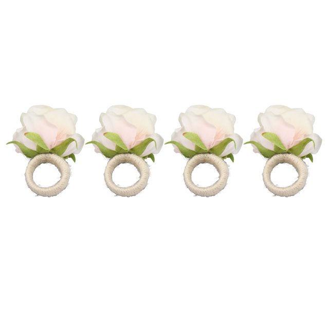 4 Uds anillo para servilleta con forma de rosa, anillo para servilleta con diseño de vid reutilizable de plástico simulado para restaurante champán