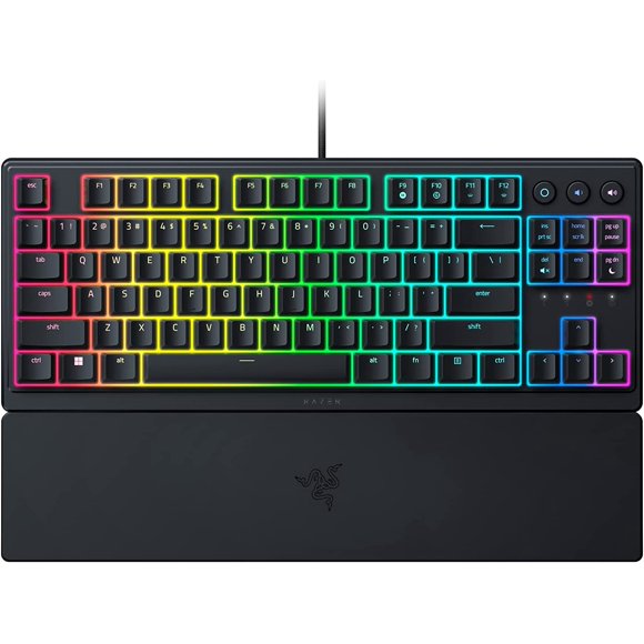 AIR-Ornata V3 TKL Gaming Keyboard: Low Profile Keys - Mecha Membrane Switches - UV Coated Keycaps - Backlit Media Keys - 8 Zone RGB Lighting - Spill Resistant - Magnetic Wrist Wrest - Snap Tap