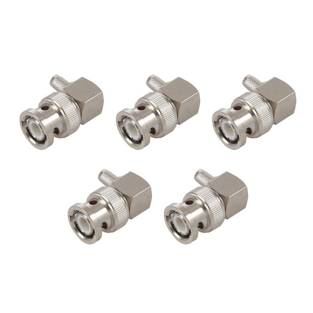 5X BNC Male Plug Right Angle Crimp for RG58 RG400 RFC195 RF Coax Adapter Connector,Silver
