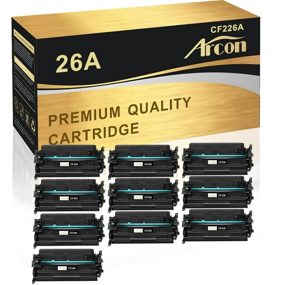 Arcon 10-Pack Compatible Toner Compatible for HP 26A CF226A 26X CF226X works with LaserJet Pro M402dn M402n M402d M402dw MFP M426dw M426fdw M426fdn Printers (Black)