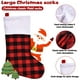 thumbnail image 5 of Skylety - Juego de 6 medias navideñas a cuadros de búfalo, decoraciones clásicas, ligas navideñas con puños de felpa para el hogar, decoraciones navideñas para fiestas (rojo, negro y blanco y negro) Ormromra WMZL-2229-3, 5 of 7