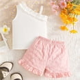 thumbnail image 4 of Ulanda Kid Girl Clothes Shorts Set 2 Piece Outfits Summer Casual Short Sleeve Top and Shorts Set for Girls 4-7 (Pink, 9-12 Months), 4 of 5