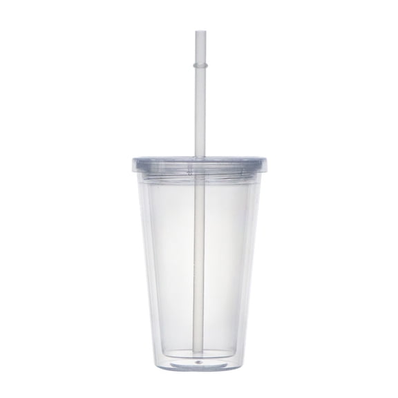 Child Sized Tumblers With Reusable Straw, Double Wall Insulation For Hot And Cold Drinks, Transparent Acrylic Design For Picnics And Beach Outings