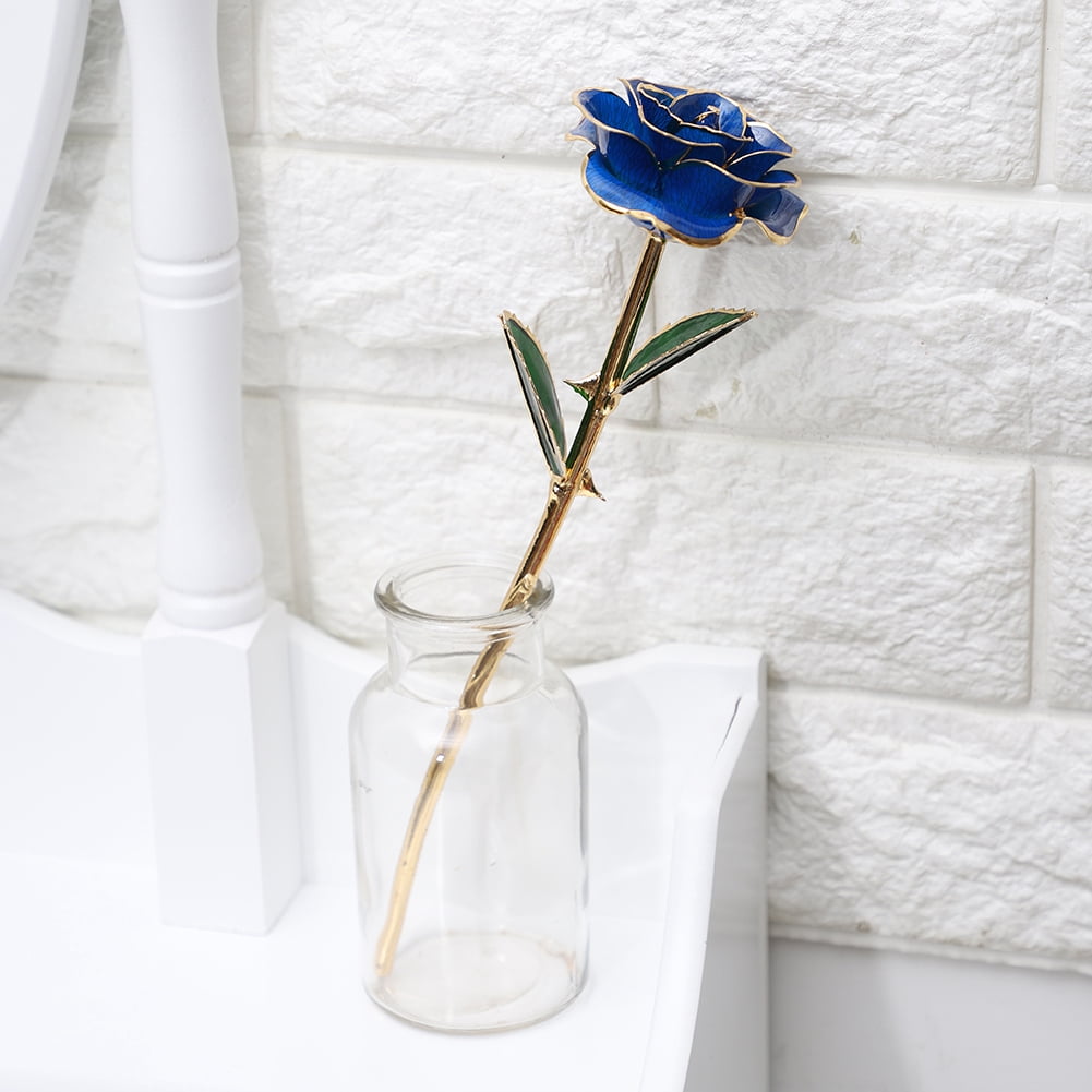 Mgaxyff 11'' Long Stem 24k Gold Dipped Real Rose Flower Valentine Birthday Gifts , Dipped Rose