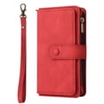 thumbnail image 2 of K-Lion for Moto G Power 2021 ,Retro Classic PU Leather Zipper Card Slots Kickstand Wallet Flip Case Shockproof Full Body Phone Cover with Wrist Strap for Moto G Power 2021,Red, 2 of 7