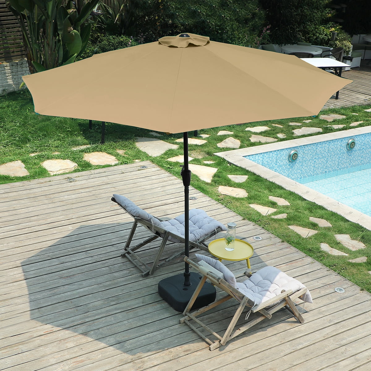 Quictent 9Ft Patio Umbrella Tan 240G Polyster 2 Years NonFading with