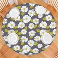 thumbnail image 2 of Elastic Edge Round Tablecloth with Water-Resistant Polyester, Daisy Floral Design for Spring Home Decor, Fits 44-52 Inch Table for Indoor or Outdoor Use, 2 of 7