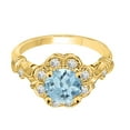 thumbnail image 2 of Aonejewelry 1.00 Carat Round Aquamarine Gemstone and Halo Diamond Ring in 10K Solid Rose, White & Yellow Gold, 2 of 8