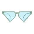 thumbnail image 3 of Retro Fun Flat Top High Temple Triangle Thin Plastic Horn Rim Sunglasses All Green, 3 of 8