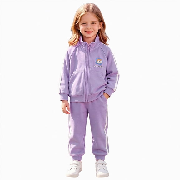 TOWED22 Baby Girl Clothes Fall Winter Toddler Outfits Long Sleeve Crewneck Sweatshirts Bell Bottoms Pants Girls Clothing Set,Purple,12-24 M