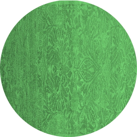 Ahgly Company Indoor Round Oriental Emerald Green Industrial Area Rugs, 8' Round