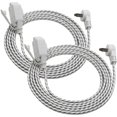 thumbnail image 1 of Clear Power Paquete De 2 Cables De Extensión Para Interiores De Tela De Diseño De 9 Pies Y 3 Salidas 16/2 Spt-2 Enchufe Plano Polarizado De 2 Clavijas De Perfil Bajo Tapa De Enchufe De Seguridad Inclu, 1 of 1