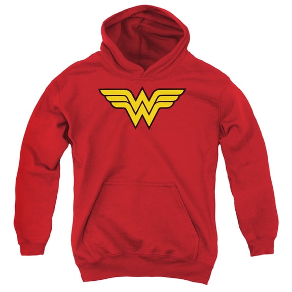 Dc/wonder Woman Logo-youth Pull-over Hoodie - Red - Lg