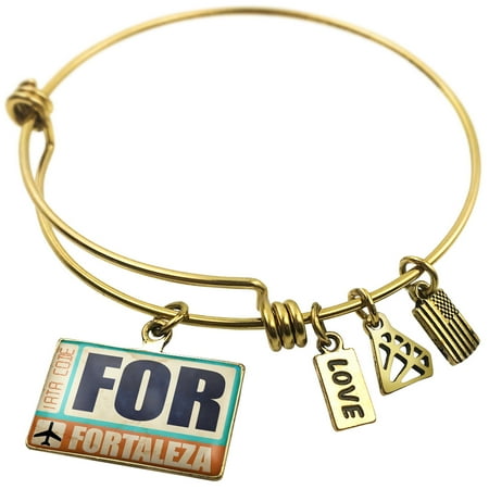 Expandable Wire Bangle Bracelet Airportcode FOR Fortaleza - NEONBLOND