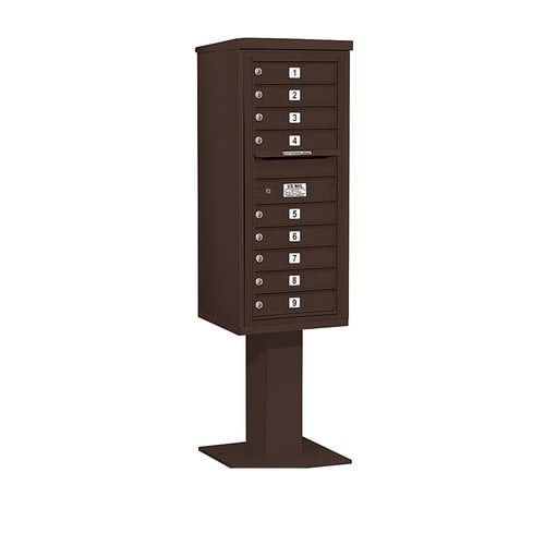 4C Pedestal Mailbox - 11 Door High Unit (69-1/8 Inches) - Single Column - 9 MB1 Doors - Bronze