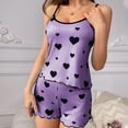 thumbnail image 2 of Women's Pajama Sets Trendy Valentine'S Day Lace Trim Set with Shorts Heart Pattern Sleepwear, 2 of 7