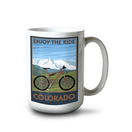 

15 fl oz Ceramic Mug Colorado Enjoy the Ride Mountain Bike Dishwasher & Microwave Safe