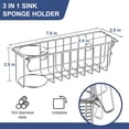 thumbnail image 4 of 3-In-1 Sponge Holder for Kitchen Sink with Suction Cups & Adhesive Hook, In-sink Sponge Holder, Wall Hanging Sink Caddy Organizer Rack - Sponge, Dish Cloth, Brush, Scrubber - 304 Stainless Steel, 4 of 9