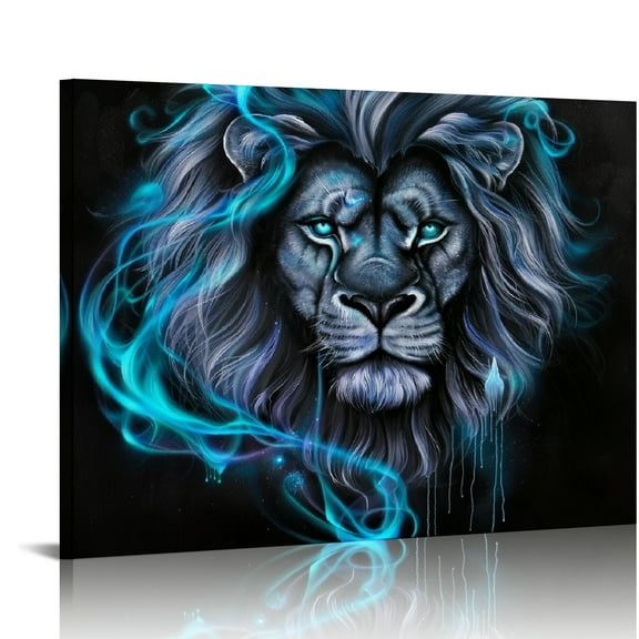 YILUYINQING Lion Blue Eyes Canvas Prints Wall Art Home Decor 16x12in