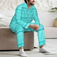 thumbnail image 7 of Picia Turquoise Wooden Pattern Men’s Long-Sleeve Sleepwear Set - Soft 2-Piece Loungewear with Pockets, Comfy PJs for Relaxing Nights-Large, 7 of 7